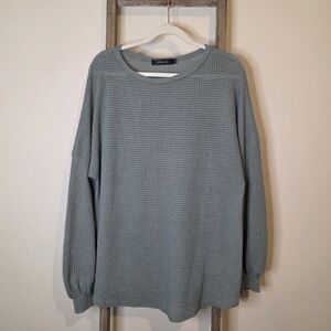 ⭐️40% Off⭐️ Sage Waffle Knit Long Puff Sleeve Tunic Top